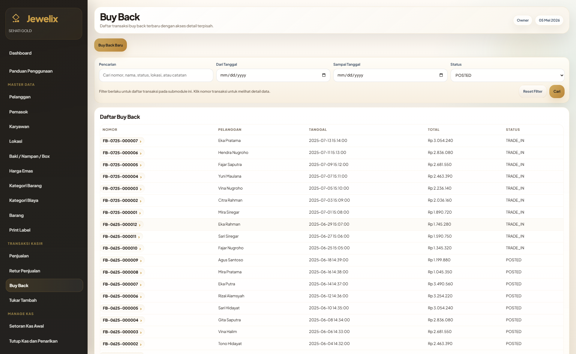 Screenshot fitur buyback dan trade-in Jewelix